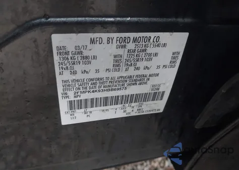 2017 Ford Edge Titanium z USA, uszkodzony, nr VIN 2FMPK4K93HBB69575